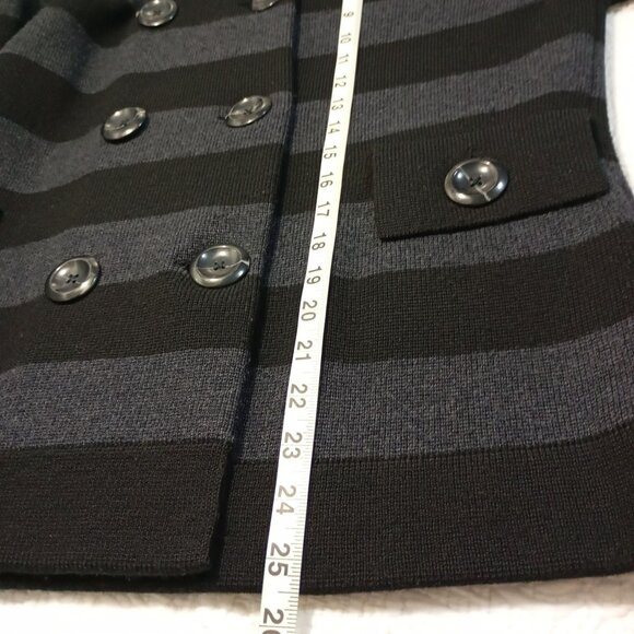 Banana Republic Jacket XL Extra Fine Merino Striped Black & Gray Double-Breasted - Picture 10 of 10